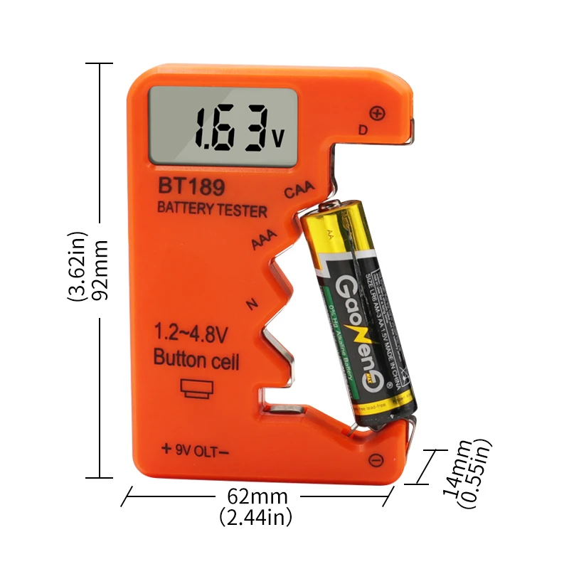 Probador de batería Digital con pantalla LCD, Detector de comprobación de capacidad de batería de botón, herramienta de diagnóstico de capacitancia, AA/AAA/9V/1,5 V