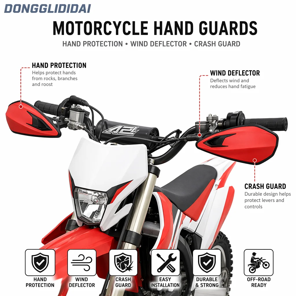 Universal Motorcycle Handguards Handlebar Hand Guards, Windproof Anti-Crash Hand Protector Shield For Dirt Bike Scooter E-Bike