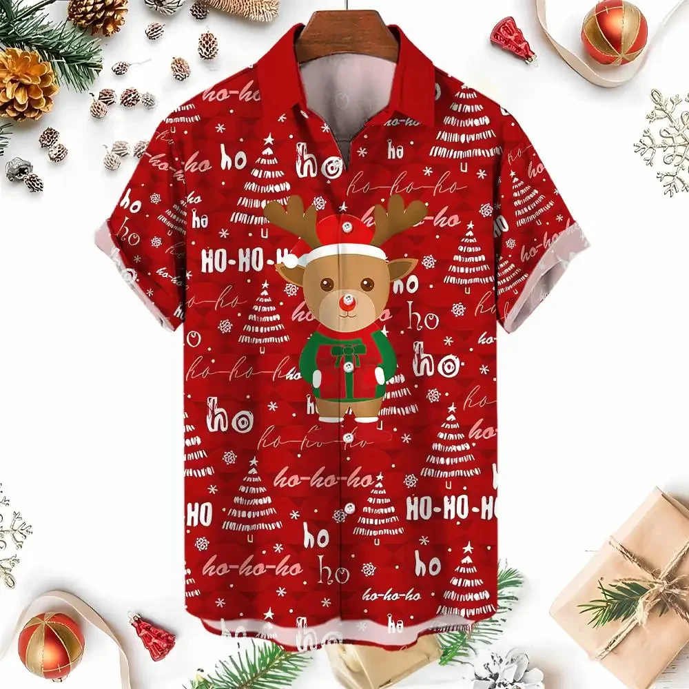 Men\'s Christmas shirt, 3D Digital Print Series short-sleeved Loose And casual, New Style For 2023.