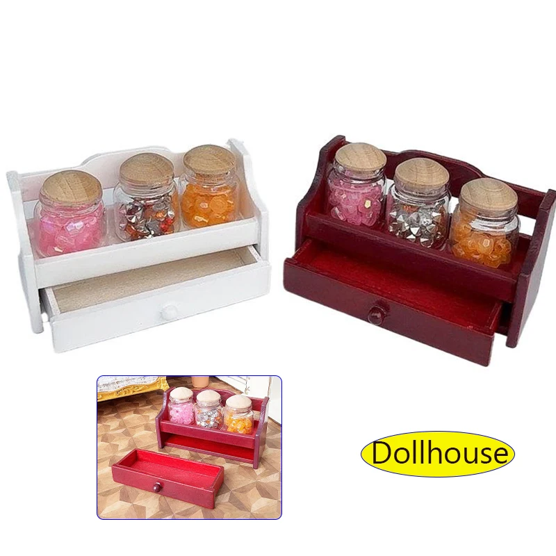 1 Set Decorazione da cucina in miniatura 1/12 Casa delle bambole Mini Porta barattoli Portaoggetti con barattolo Accessori per decorazioni per scene di casa delle bambole