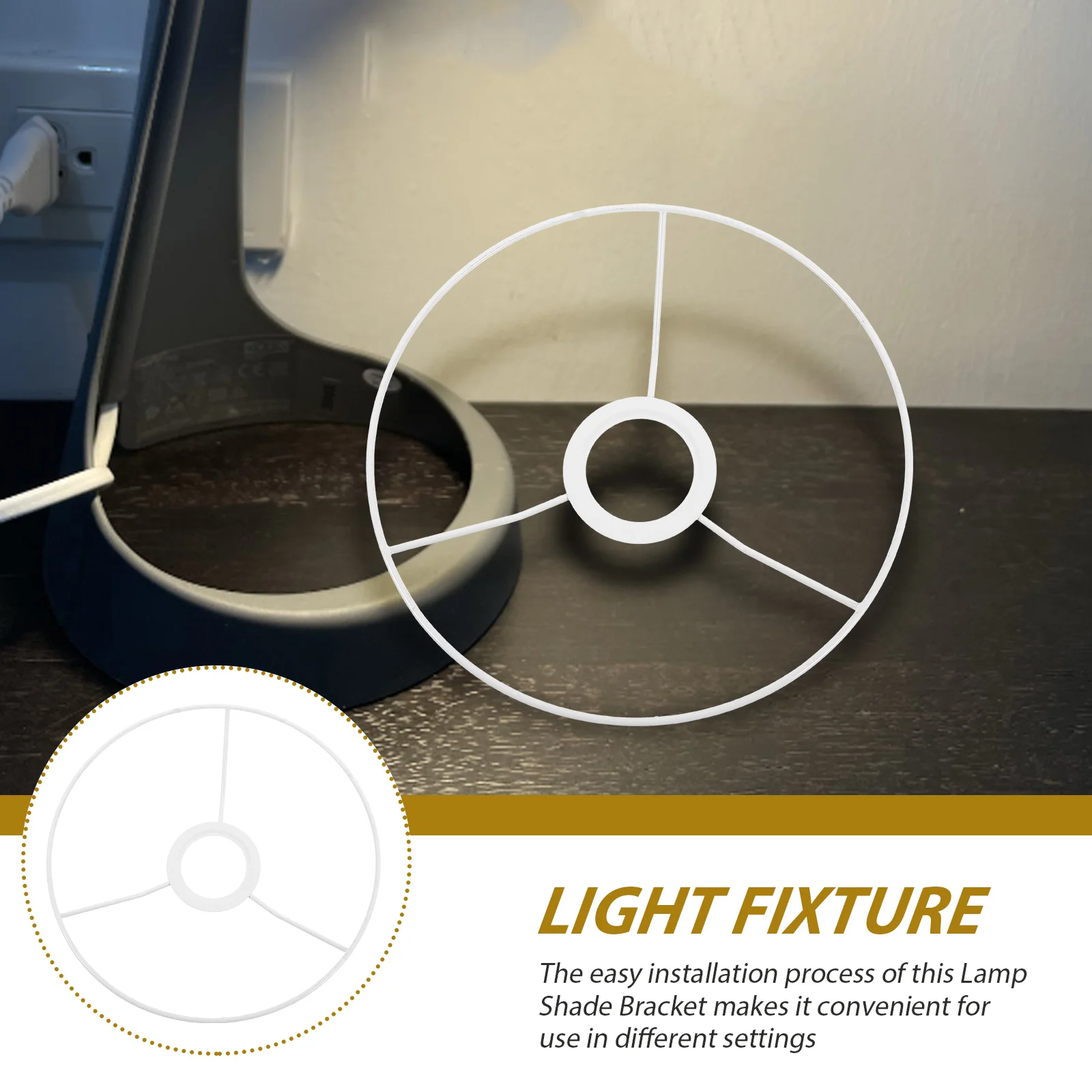 Marco de pantalla de lámpara, cubiertas de luz, soporte de anillo, accesorios blancos, marcos de bricolaje, sombras para mesa