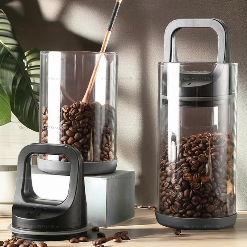 Coffee Beans Vacuum Sealed Tank Transparent Glass Food Storage Jars Household Moisture-proof Air Extraction Airtight Container