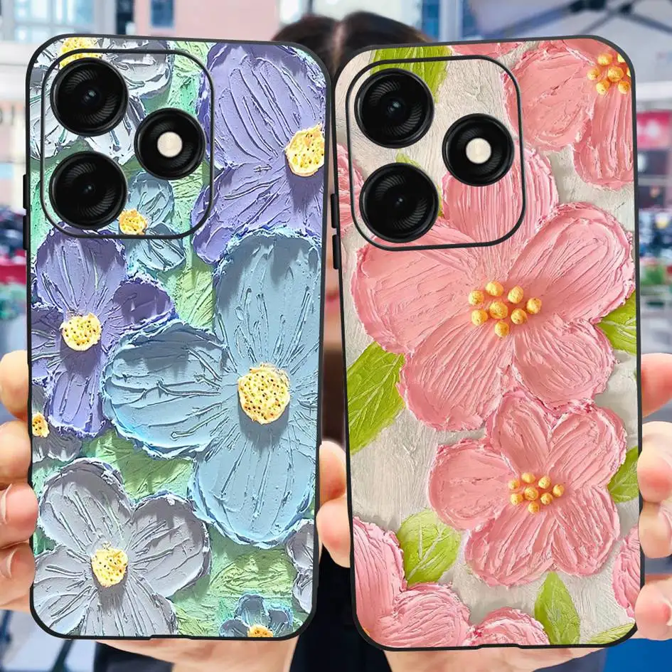 For Tecno Spark 20 20C Case Fashion Flower Shockproof Silicone Slim Soft Coque Back Cover For Tecno Spark20 Spark20C BG7n Bumper