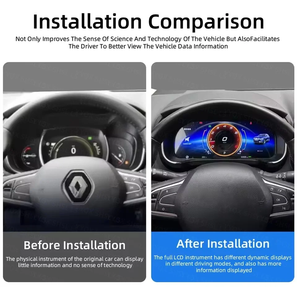 12.3-inch For Renault Koleos Megane 4 2016-2019 LCD Odometer Interior Retrofit Kit Digital Dashboard Linux System Digital