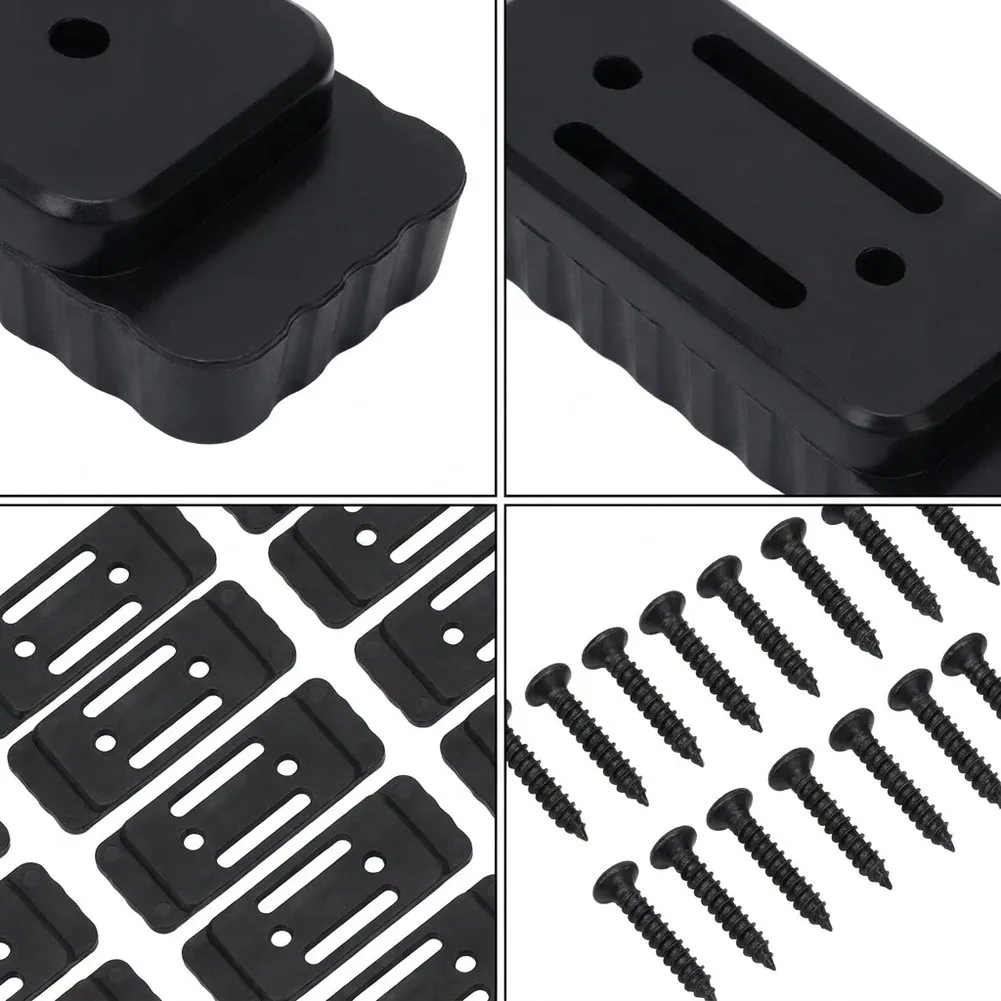 Mounting Feet Set of 24 for System Deployment ABS Plastic Construction with 48 Nails for Repeated Mounting Tasks