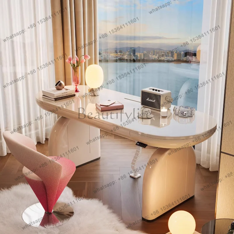 LX style light luxury high end and creamy style Motion computer desk Room  offices Height adjustment table