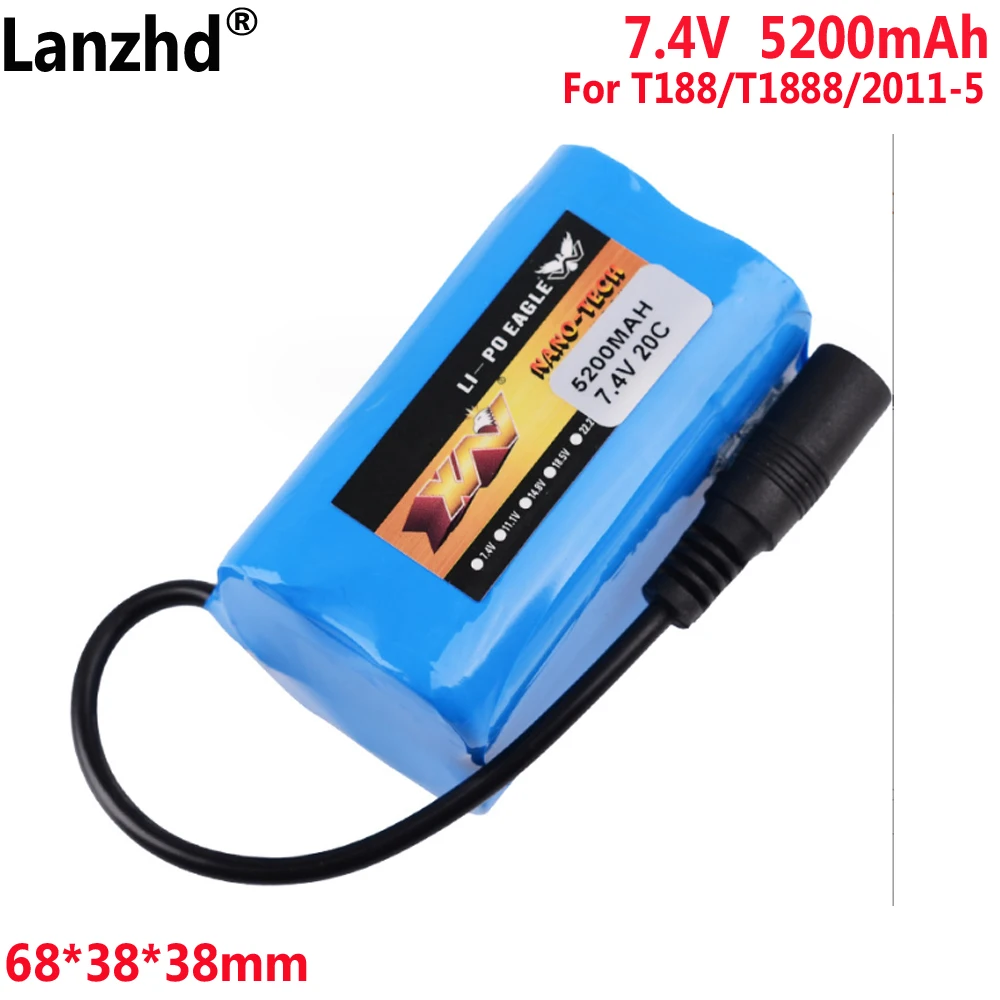 18650 7.4V 5200mAh lithium battery pack FPV For T188/T1888/2011-5 Fishing boat remote control boat battery