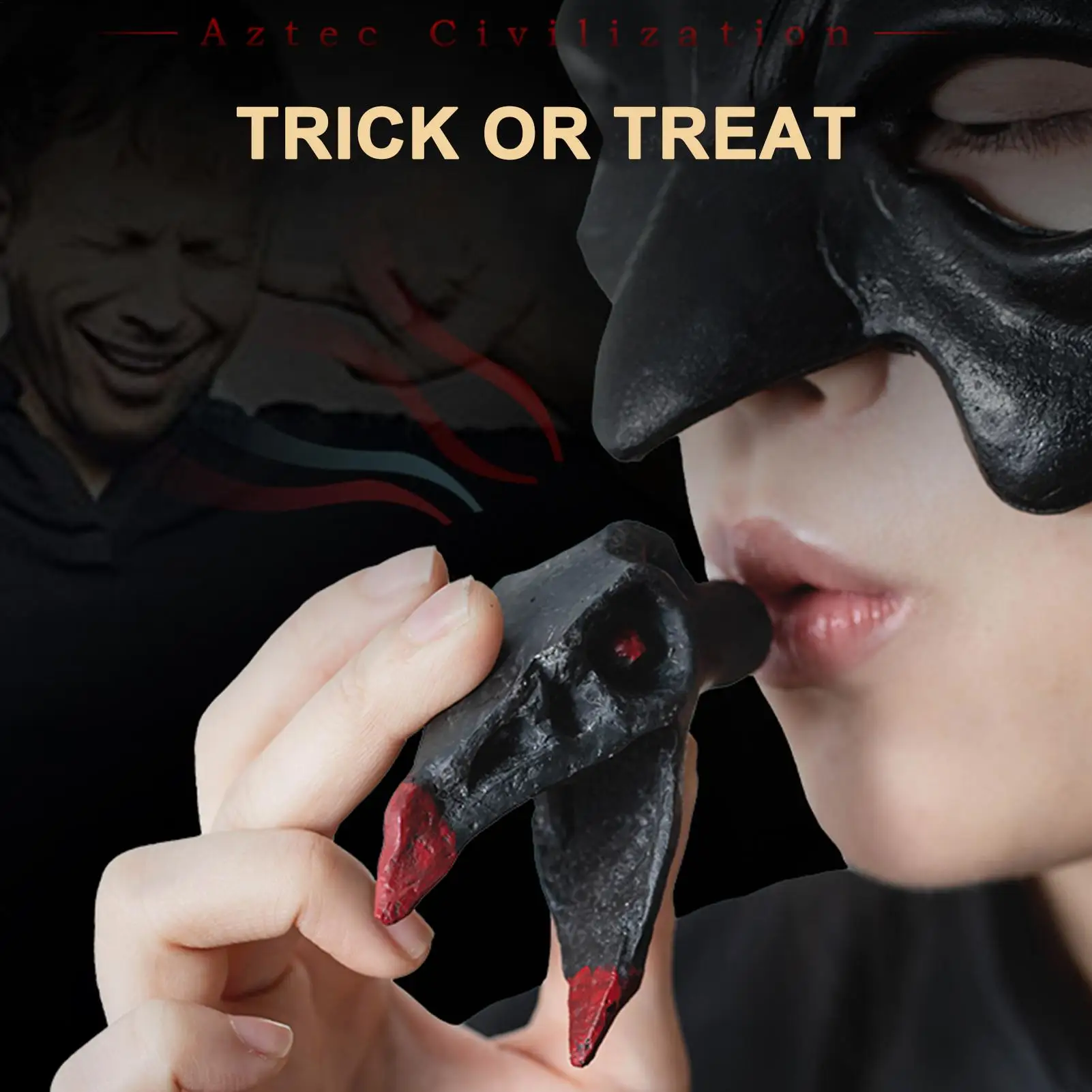 Sifflet de mort aztèque pour adultes, jouet de farces sonore pour refroidissement des os, ornement effrayant Unique pour les fêtes de vacances et les accessoires de sac d'école
