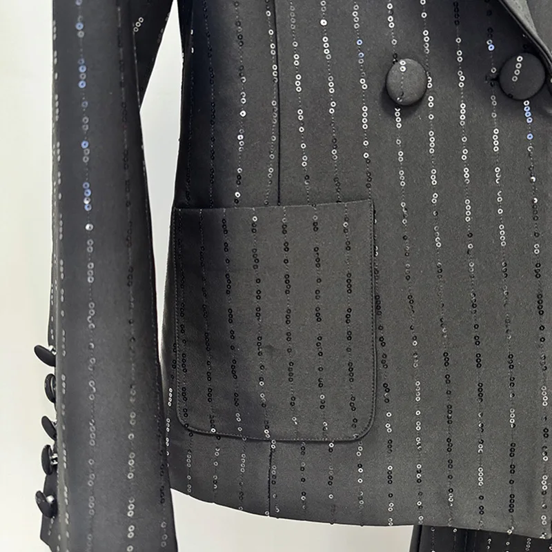 Allingentle Traje de negocios para mujer Conjunto de 2 piezas Trajes de pantalón de moda negros Blazer y pantalones Traje de fiesta profesional personalizado