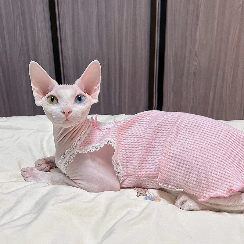 Sphinx Hairless Cat Clothes Cotton Puppy Kittens Vest Shirt For Sphynx Cats Camisole Soft Devon Rex Thin Pajamas Clothing