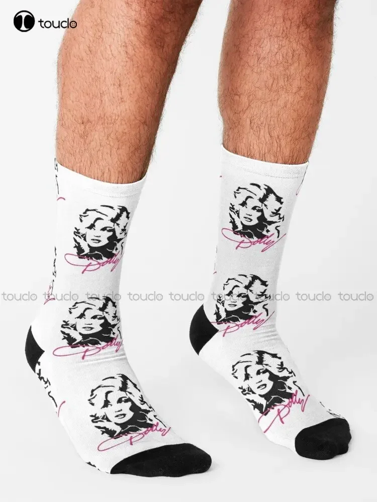 Dolly Parton Country Calcetines Calcetines rosas Alta calidad Lindo Elegante Encantador Kawaii Dibujos animados Calcetines de algodón dulce Regalo personalizado Unisex Adulto