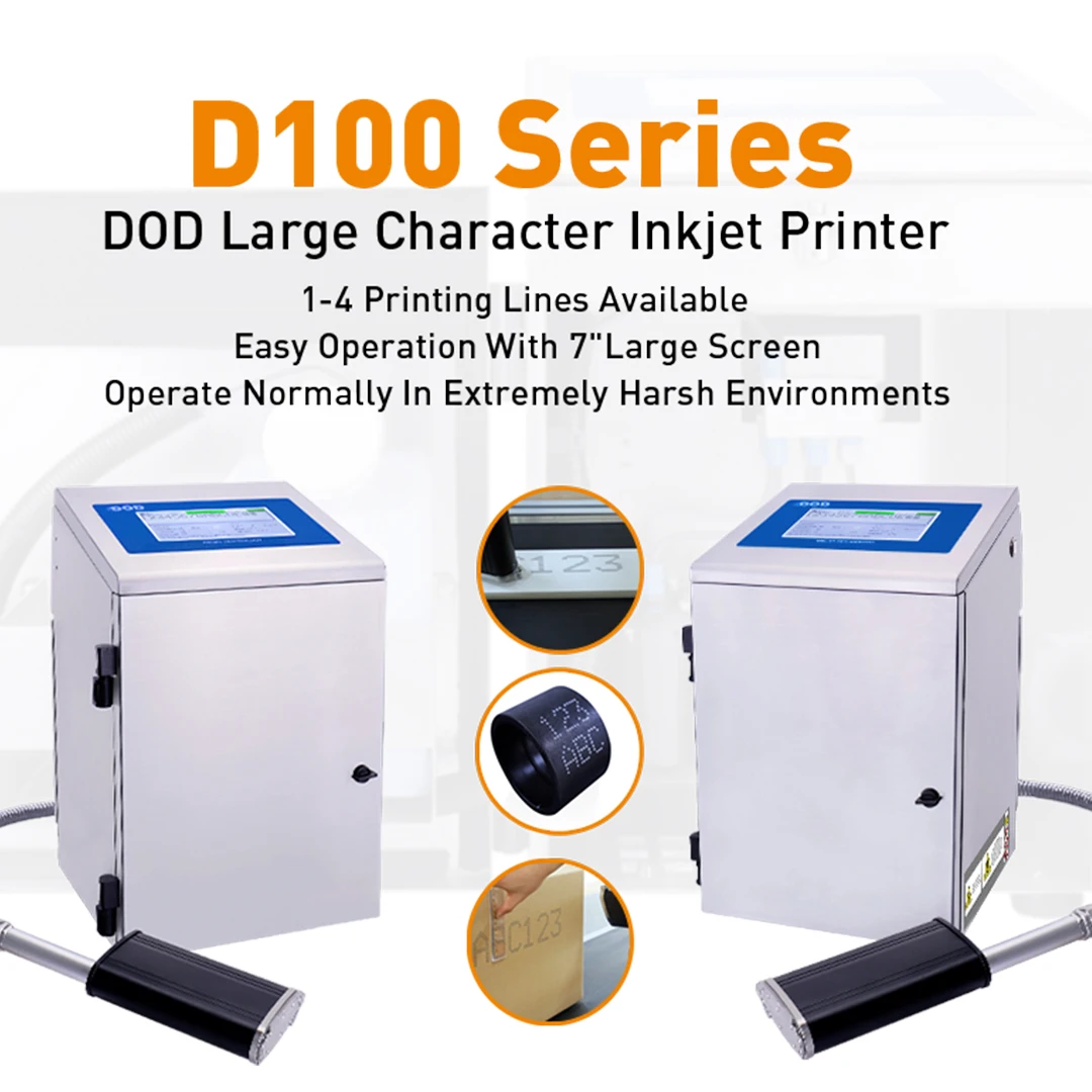 Industrial White Ink Barcode Printer Bulkbuy D100 Large Character Inkjet Printer Dot Matrix Coding Machine for Pipe
