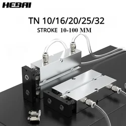 HEBAI Pneumatic Cylinder Double Twin-Rod TN  Air Cylinder 10 16 20 25 32mm Aluminum Alloy Stroke 30 40 50 60 80 100mm