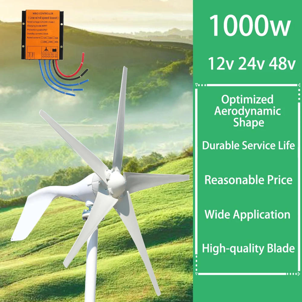 Wind Generators 2KW 1500W 3000W 3kw Horizontal Wind Turbine 12V 24V 48V AC Output Household Complete Kit Free Energy For Home