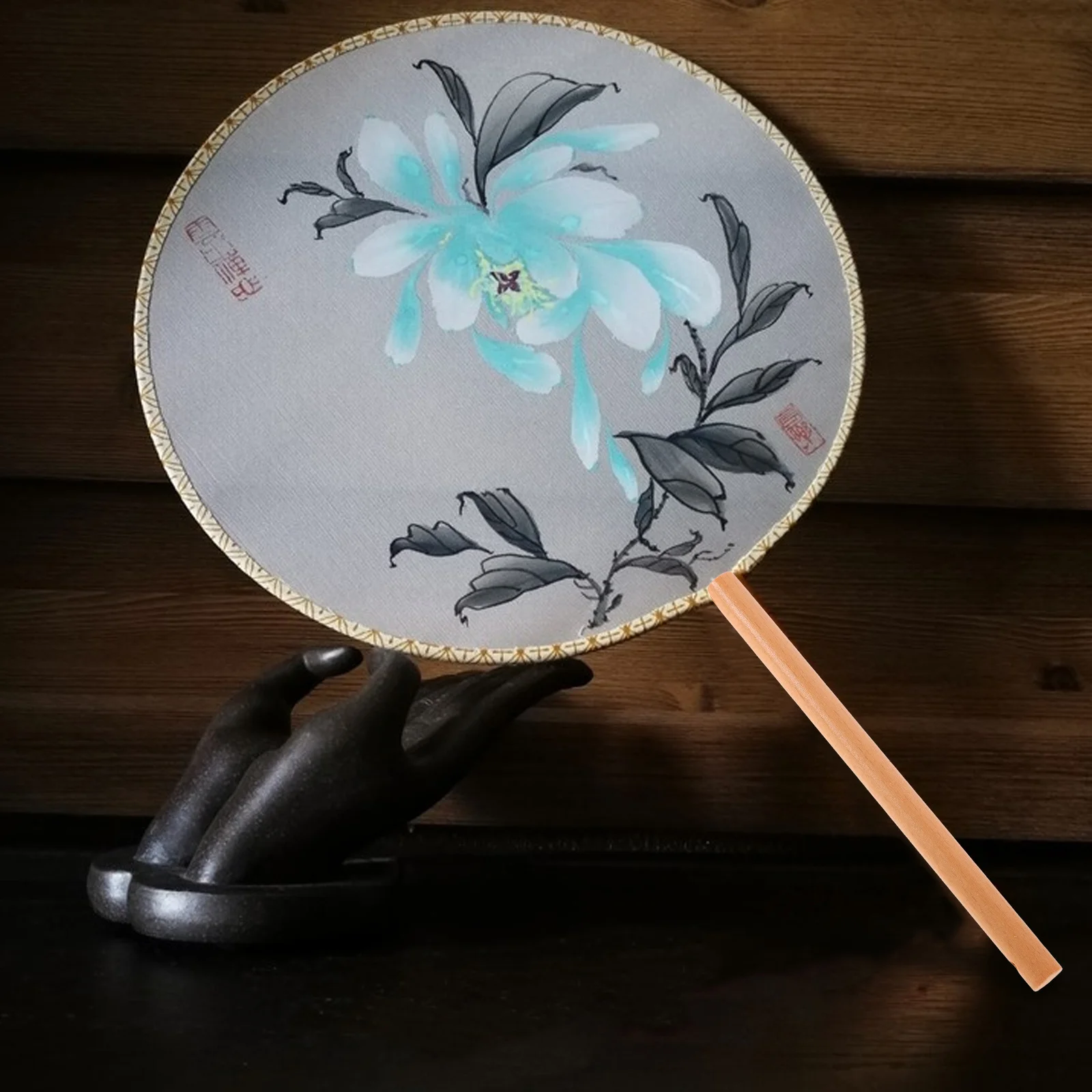 

10Pcs Wooden Vintage Round Fan Handles Handheld Fans DIY Craft Sticks Comfortable Grip Outdoor Travel Picnic Chinese Circular