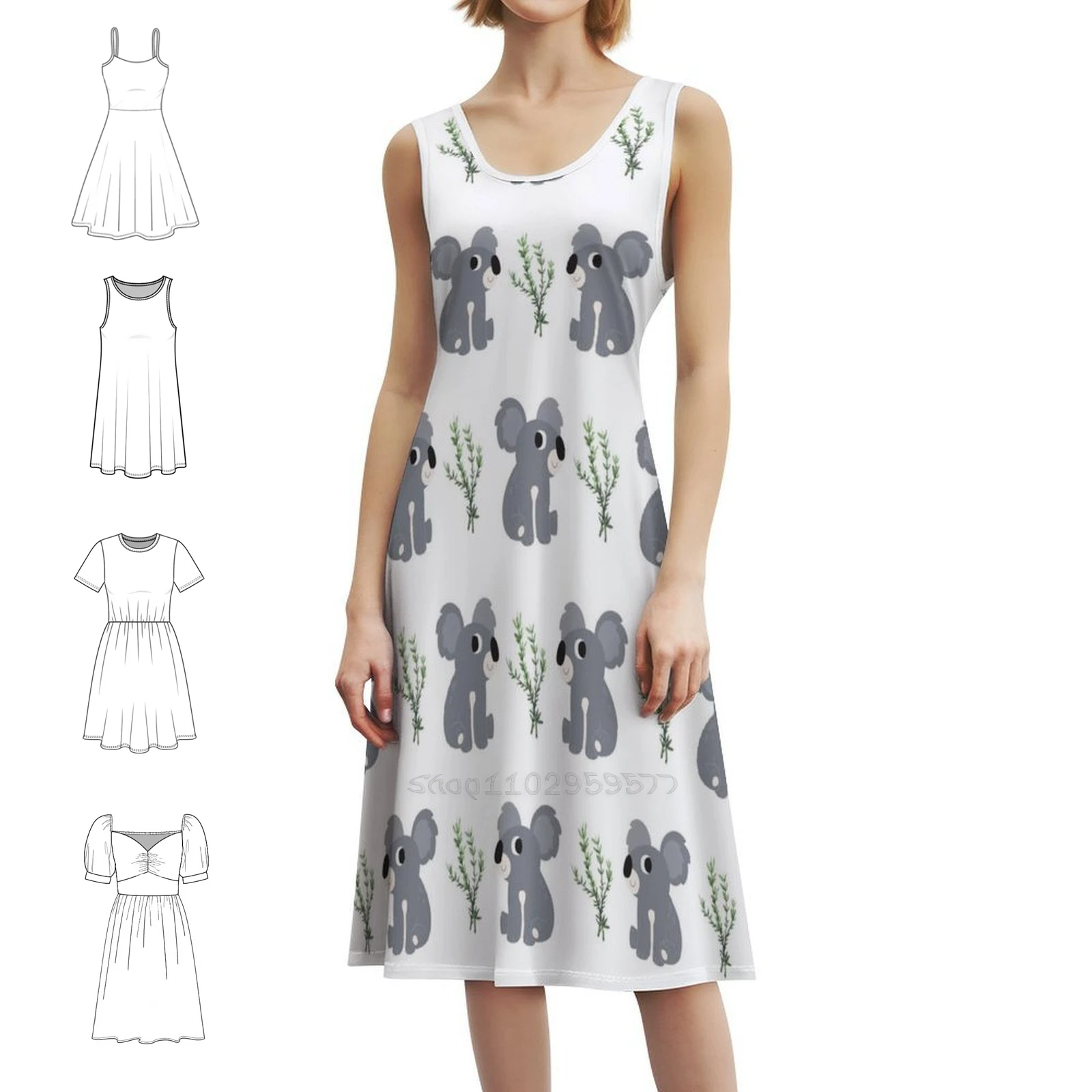 

Koala Seamless Pattern Floral Smock Dress For Women Spring Summer Casual Dress For Party Koala Habitat Koala Bear Koala Drawing