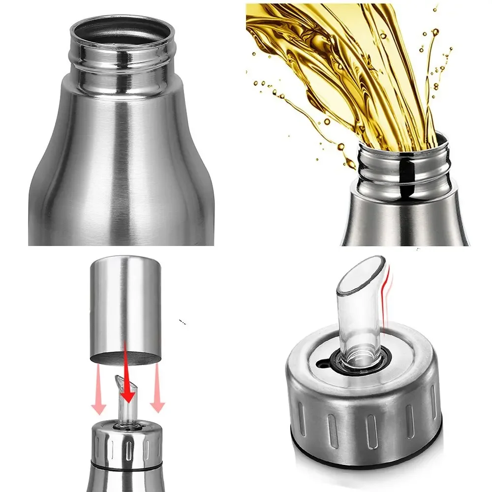 1PCS Olive Oil Dispenser Stainless Steel Oil/Vinegar/Sauce Cruet Oil Bottle Edible Oil Container Leakproof Oil Bottle Dispenser