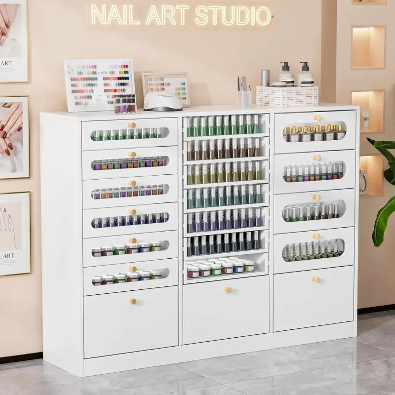 Nail Polish Organizer Cabinet with Drawers, 47.2