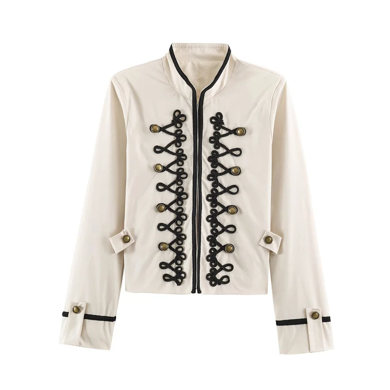 2026 Women's New Rope Knot Floral Embroidered Jacket Fashionable and Versatile Elegant and Graceful Casual and Simple