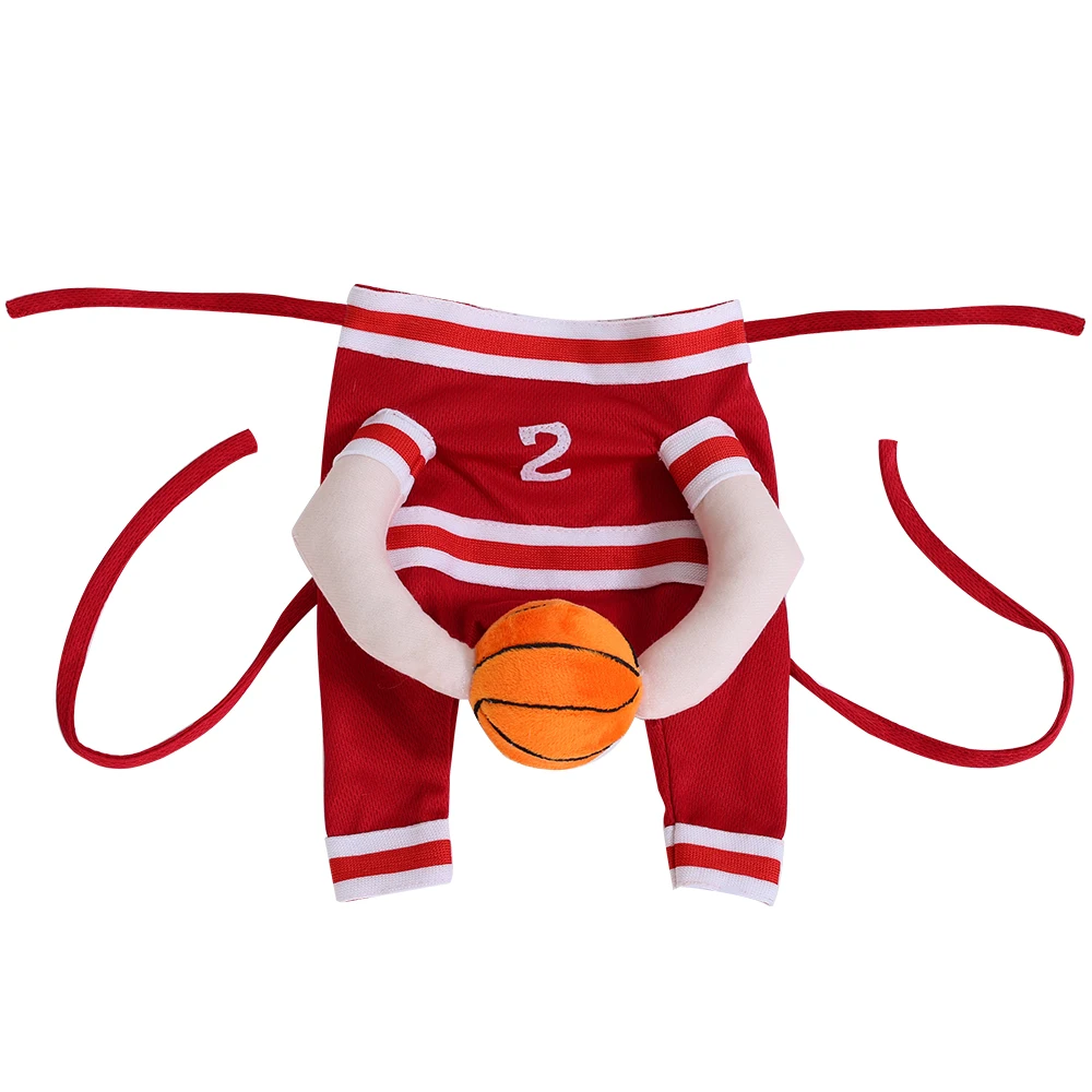 Funny Halloween Cat Costume with 3D Ball Breathable Red Jersey Clothes for Dogs & Cats Pet Basketball Player Cosplay Outfits
