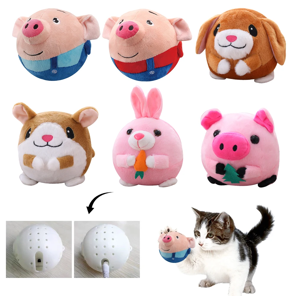 Electronic Pet Dog Toy Music Vibration Bouncing Ball Bite Puppy Ball Active Moving Pet Plush Toy Sing Dog Chewing Squeaker Toys