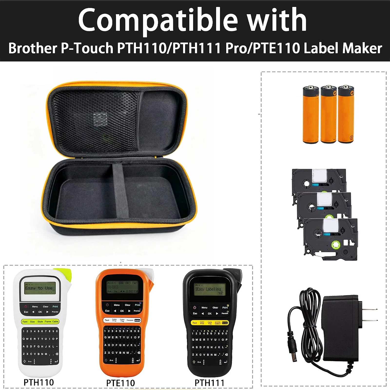 Label Maker Storage Bag for Brother PTH111 Pro PTH110 PTE110 Hard Carrying Case Portable Travel Organizer Bags Zipper Closure
