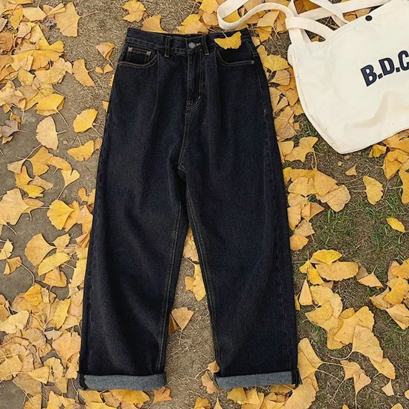 3XL جينز نسائي عتيق على الطراز الكوري كل مباراة فضفاضة واسعة الساق ربيع جديد موضة أنيقة Harajuku الترفيه اليومي سحابات Ins تصميم