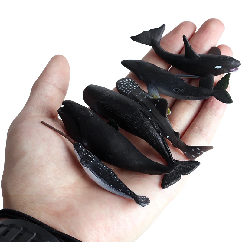 Oenux Mini Ocean Marine Shark Model Classic Sea Life Animal Whale Turtle Action Figures PVC Lovely Educational Toy For Kids Gift