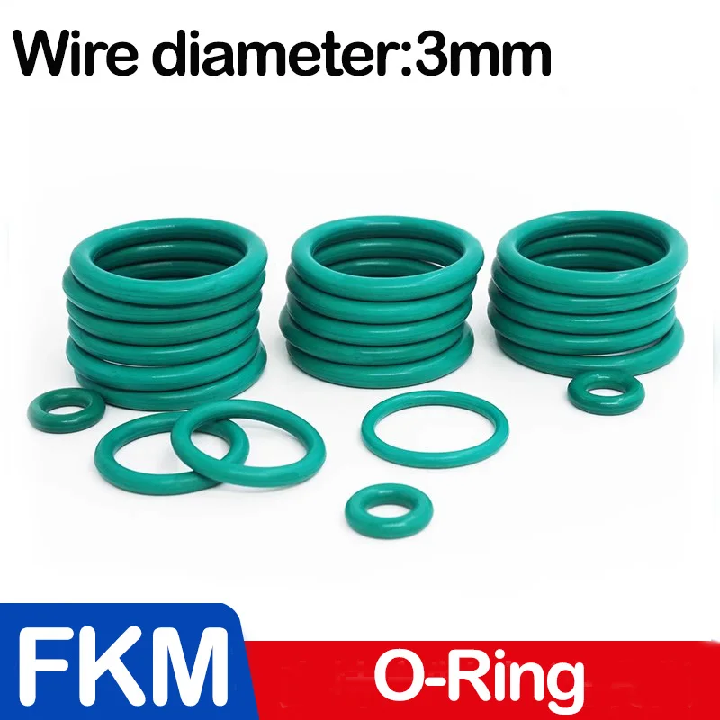 

WD CS 3mm,Green FKM O Ring Seal Thickness Oil Gaskets Fuel Washer,Fluorine Rubber O-Rings,OD*WD,Outer diameter x Cross Section