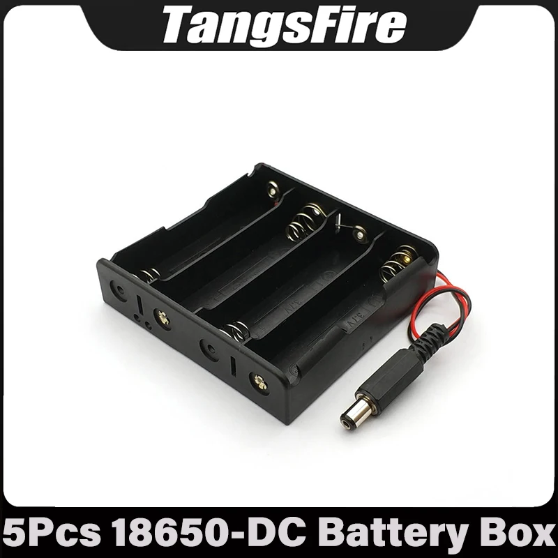 

5 Pcs 4 Slot 18650-DC Battery Holder 3.7V Storage Box Battery 18650 Mobile Power Box Comes With DC Connector ​​ ​​