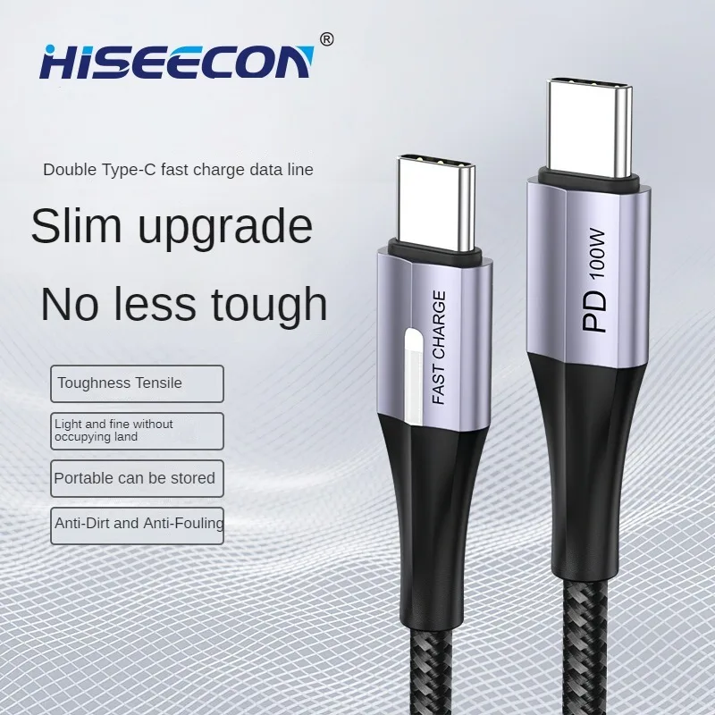 HISEECON PD100W 20V 5A Type USB C to C Cable Fast Quick Charge Data Transmission For iphone Xiaomi Samsung Huawei Macbook iPad