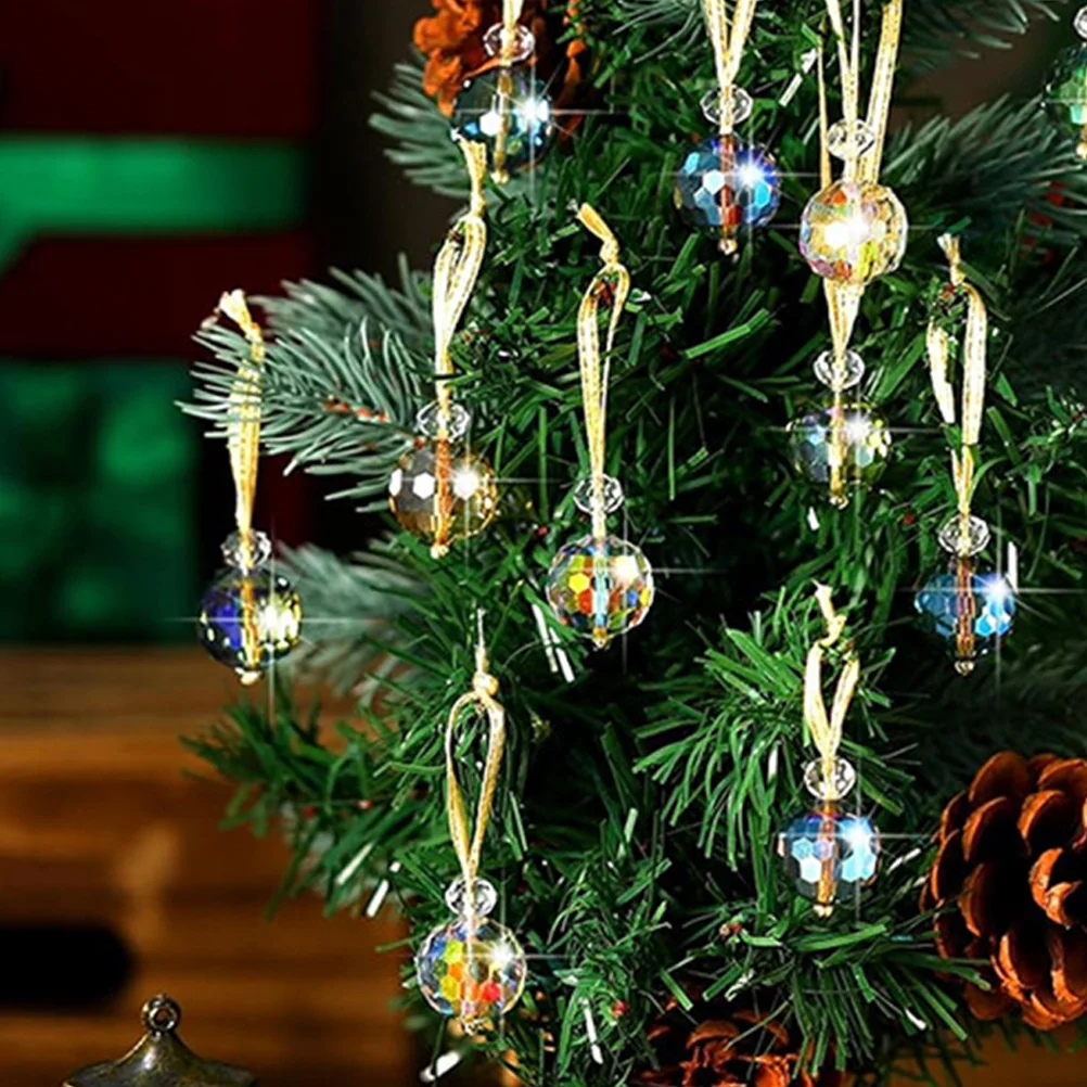 

12Pcs Mini Iridescent Crystal Ball Ornaments Multicolor Glass Balls Christmas Tree Holiday Home Party Decorations