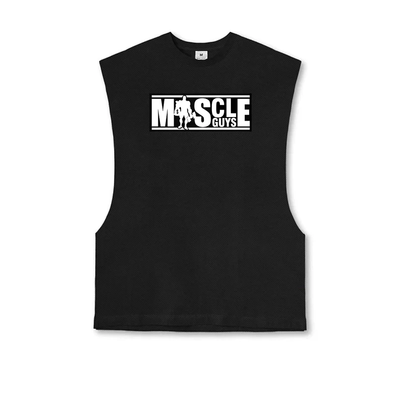 Summer Men New Fashion Casual Vest Large Size Loose Jogging Sleeveles Top Hip Hop Casual Round Neck Breathable Bottoming T-Shirt