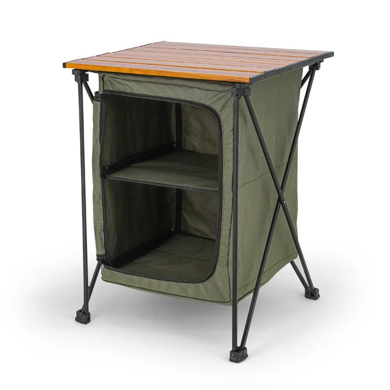 Outdoor aluminum alloy folding storage cabinet camping portable multi-functional dual-purpose table cabinet camping