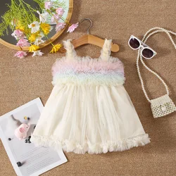 Summer New Girls' Dress Mesh Puffy Color Sweet Princess Dress Birthday Party Team Dress Dream (0-3 Years Old Girls)