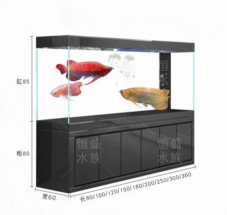 

ultra-white glass golden dragon fish tank aquarium customization High-end large fish tank living room new 3 meters water-free