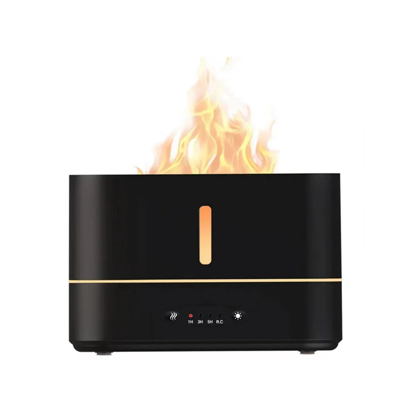 3D Simulation Flame Humidifier Desktop Aroma Diffuser 300ML USB Humidifier 3-Speed Spray for Home Living Room Office A