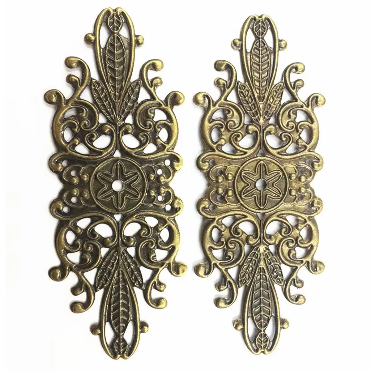 Connector Vintage Bronze Tone Flower Pattern Filigree Wraps Alloy Embellishments Jewelry DIY Finding 8.5x3.4cm 10Pcs