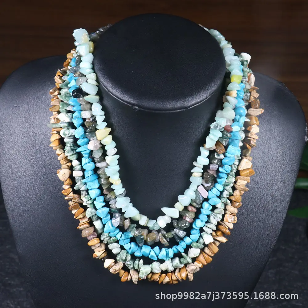 Natural turquois multi-color necklace woven bead crystal Cymophanite collarbone chain fashion jewelry DIY 1