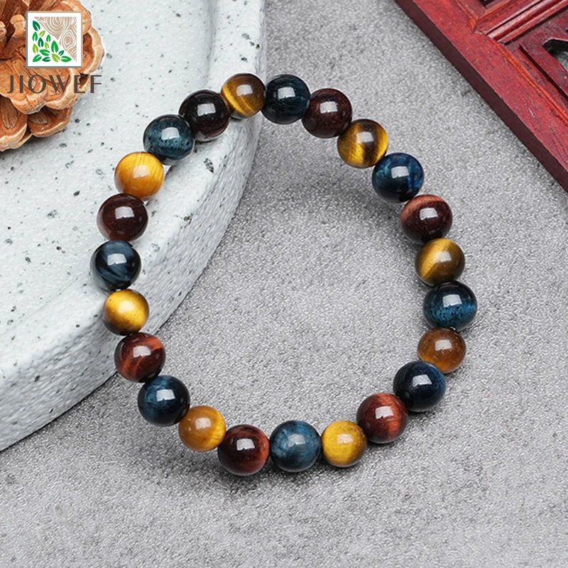 Natural Tricolor Tiger Eye Natural Stone Round Bead Bracelet for Women Anime Bracelet on Hand Gift Jewelry for Men 6/8/10/12mm