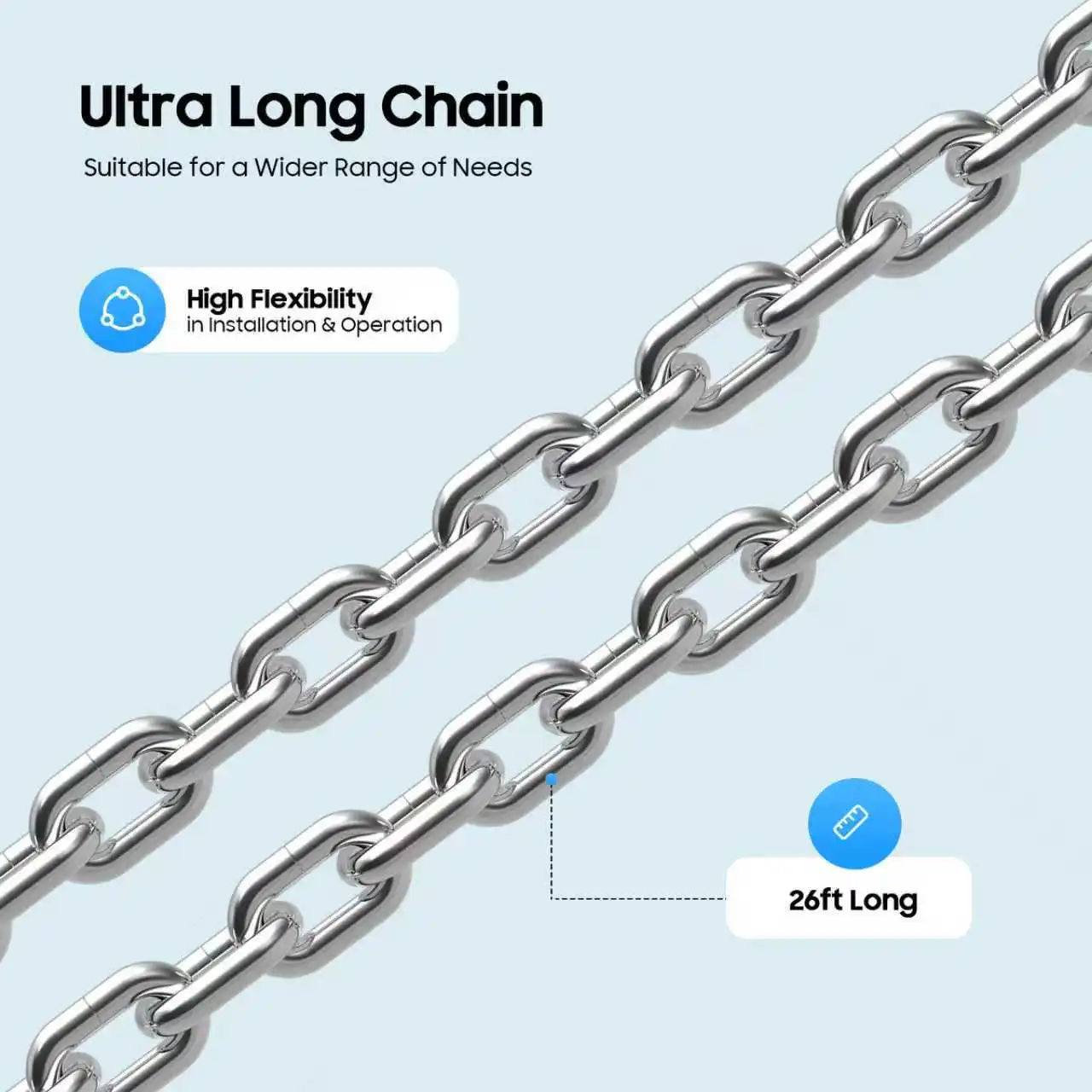 Цепной подъемник для открывания колонкового вала гаражной двери, емкость 330 фунтов, цепь соотношения 3:1, 26 футов для складского подъемника рольставней
