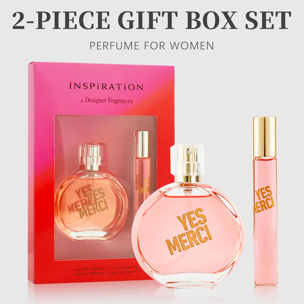Eau de Parfum Spray Coffret Set Gift for Women YES MERCI 1.7 Oz and 0.34 oz EDP Set Women\'s Fragrance Sets Long Lasting