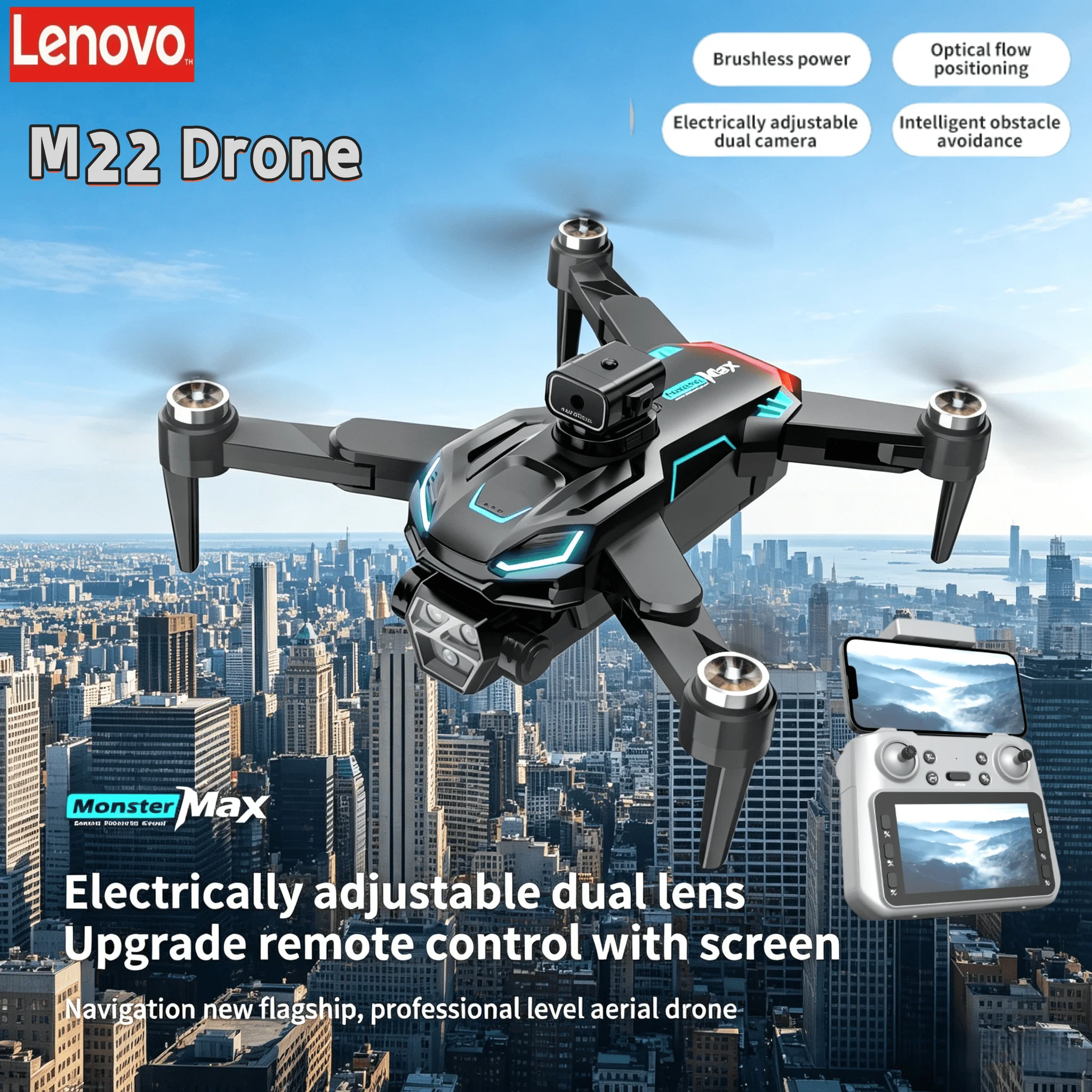 

Lenovo M22 MAX Drone 5KM 8K HD Camera Aerial Photography 360° Obstacle Avoidance Brushless FPV RC Quadcopter Toy