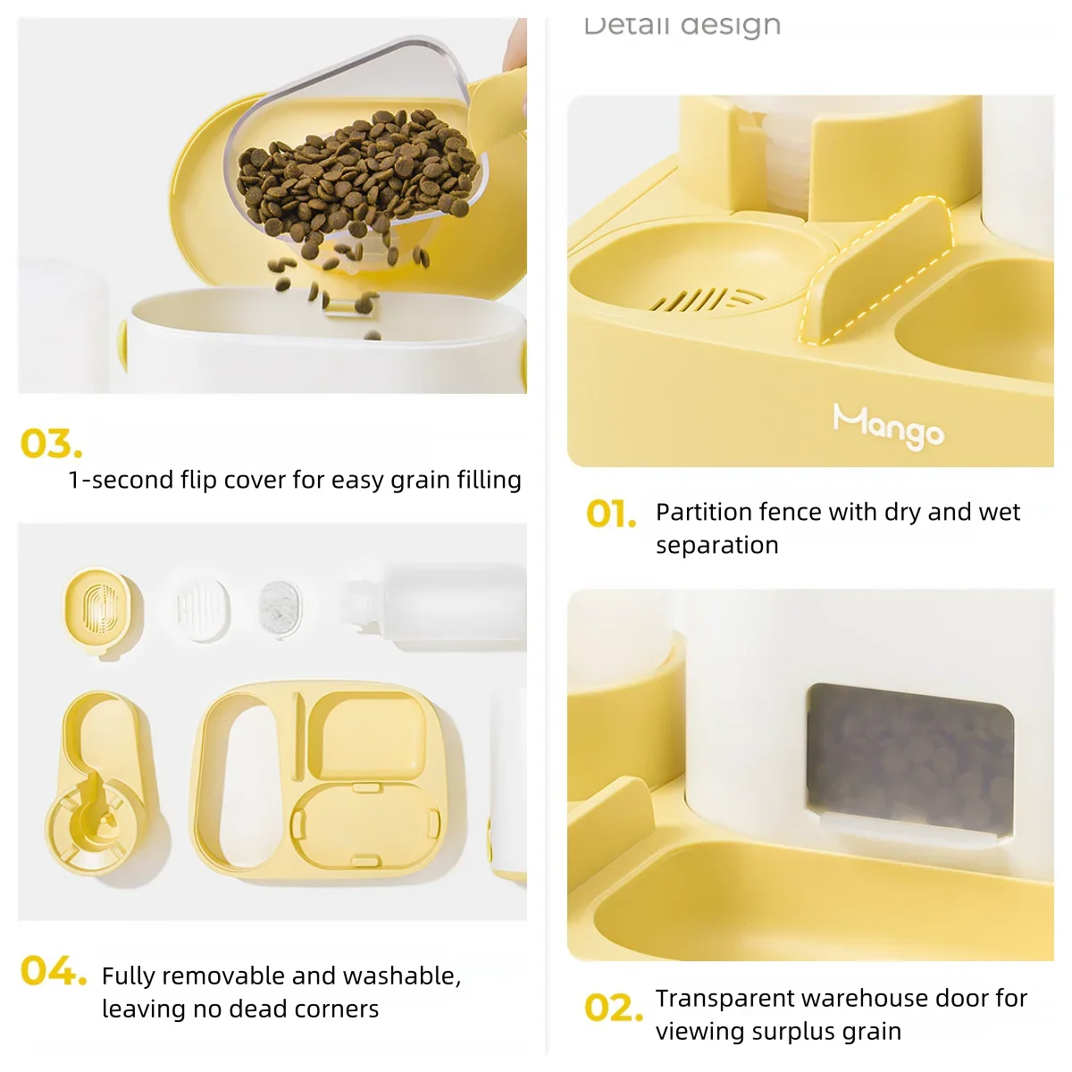 ชามอาหารสัตว์เลี้ยงมะม่วงเครื่องจ่ายอาหารอัตโนมัติและเครื่องจ่ายน้ำเครื่องจ่ายอาหารแมว MF-926ชามสำหรับแมวและสุนัข