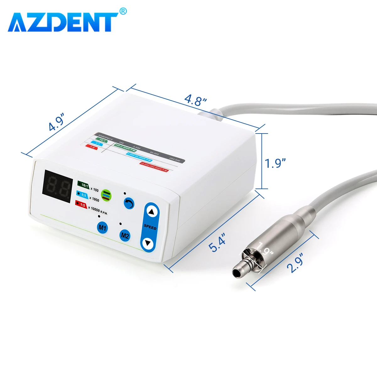 Dental LED Brushless Electric Micro Motor AZDENT Internal Spray 2/4 Holes fit 1:1/1:5/16:1 Handpiece Dentistry Tool for Dentists