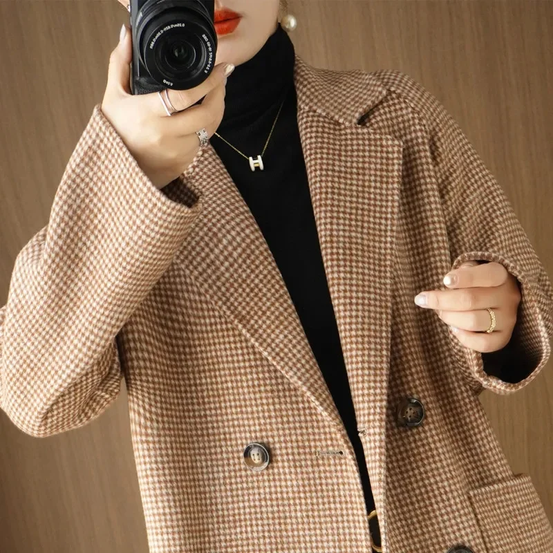 

Double-Breasted Wool Coat Ladies 2025 Autumn Winter New Double-Sided Woolen Jacket Women Long French Outcoat Mother Overcoat Top