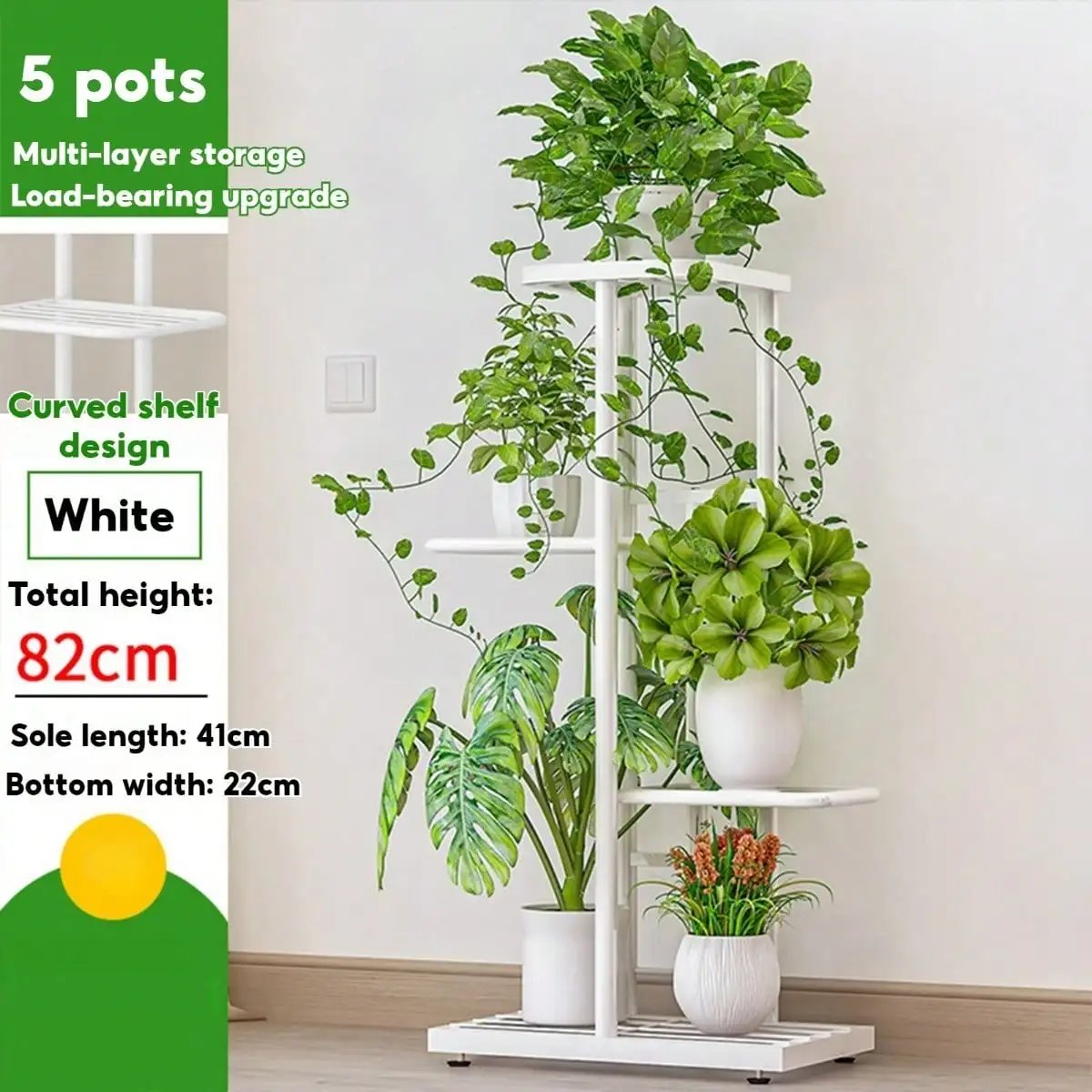 Plant Stand Indoor Outdoor Metal 4 Tier 5 Potted Multiple Flower Pot Holder ShelfPlanter Display Shelving Unit for Patio Garden