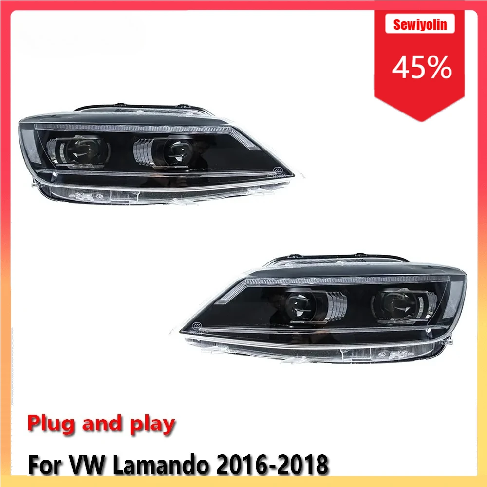 

Автомобильные светодиодные фары, автомобильные детали для Volkswagen Lamando 2016-2018, противотуманные DRL, стоп-сигнал поворота, лампа Plug and Play
