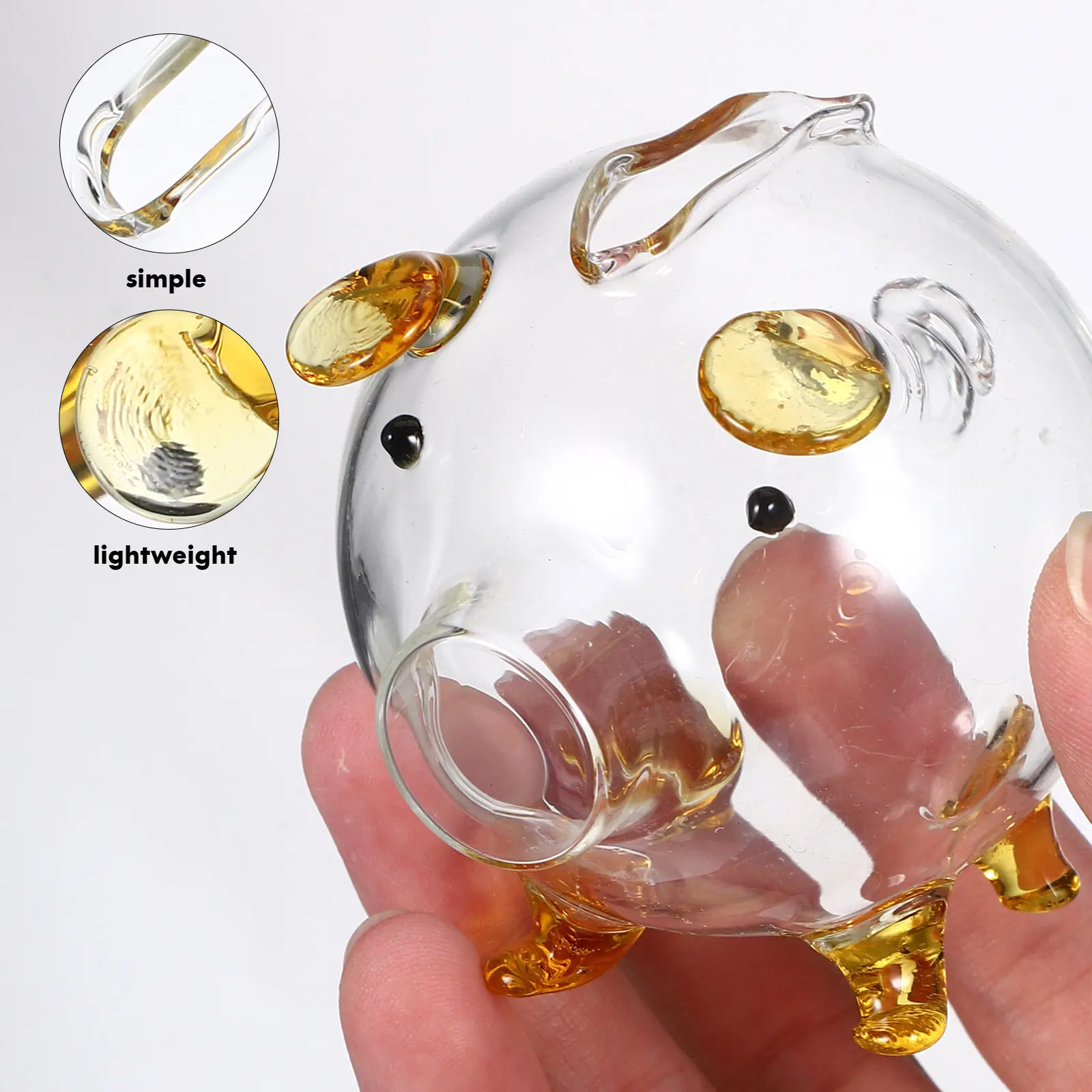 High Borosilicate Glass Piggy Bank Adorable Pig-Shaped Clear Transparent Money Pot for Birthday Gift Household Savings