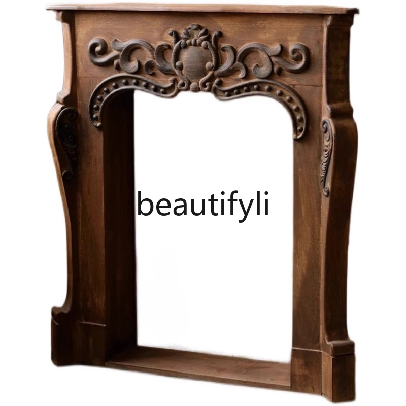 

Solid wood fireplace cabinet retro brown fireplace porch art decoration